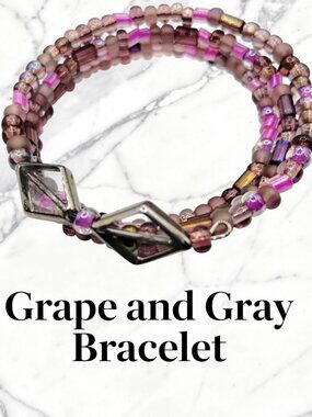 Amethyst & Mauve Mixed Bead Bracelet with Diamond Accent